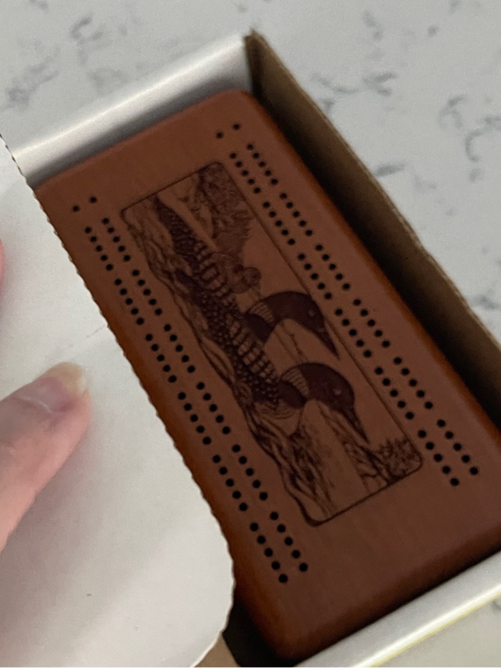 Wooden Cribbage Board with Loon Inlay - Picture 5 of 5